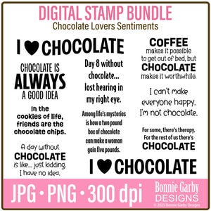 Pacote de carimbos digitais Chocolate Lovers, citações de Word Art, citações de Word Art para criação de cartões, palavras para cartões, sentimentos digitais sarcásticos e sarcásticos