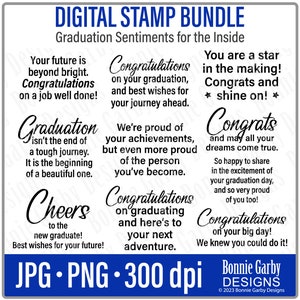 Graduation Sentiments 'for the inside' Digital Stamp Bundle, Clip Art, Word Art Quotes for Cardmaking, Words for Cards, PNG, Quote image 1