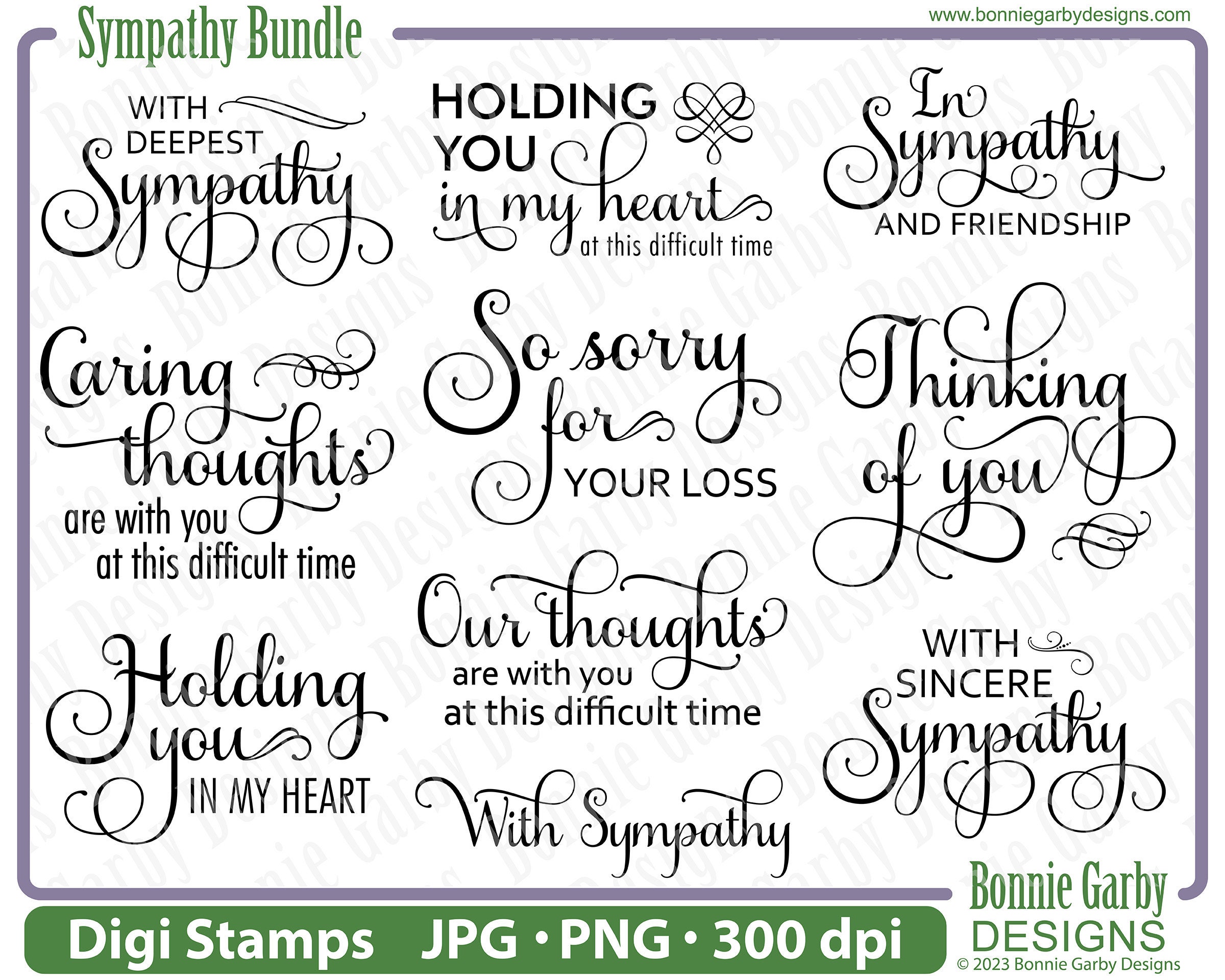 Sympathy Digital Stamp Bundle Word Art Quotes Clip Art - Etsy