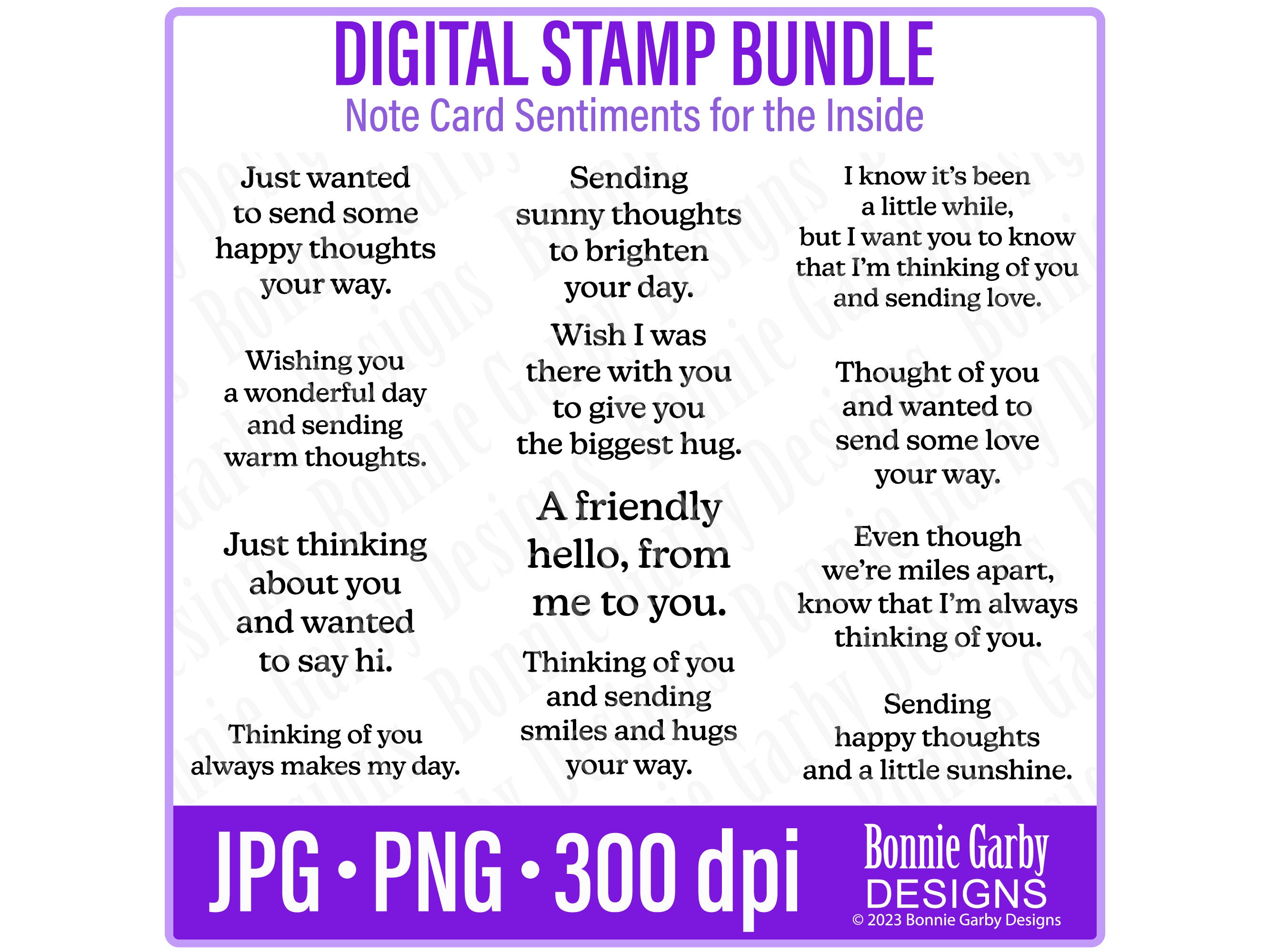All Occasion Note Card Sentiments 'for the inside' Digital Stamp Bundle, Clip Art, Word Art Quotes for Cardmaking, Words for Cards, PNG