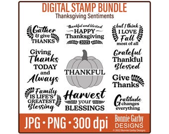 Thanksgiving 2025 Sentiments Digital Stamps Bundle, Word Art Quotes, Clip Art, Paper crafting card sentiments, Digital Sentiments for Cards