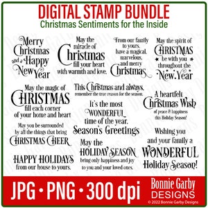 Christmas Sentiments 'for the inside' Digital Stamp Bundle, Photo Overlays, Clip Art, Word Art Quotes, Words for Cards, Digital Stamps, PNG