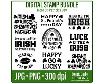 More St. Patrick's Day Digital Stamp Bundle, Word Art Quotes, Clip Art, Quotes for Cardmaking, Card Words, PNG Images, Digital Sentiments