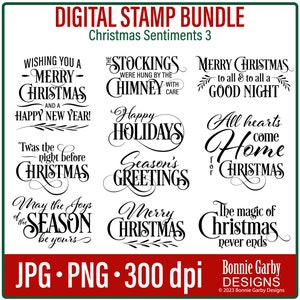 Christmas Sentiments 3 Digital Stamp Bundle, Clip Art, Word Art Citations pour la fabrication de cartes, Timbres numériques, Sentiment numérique, Mots pour cartes