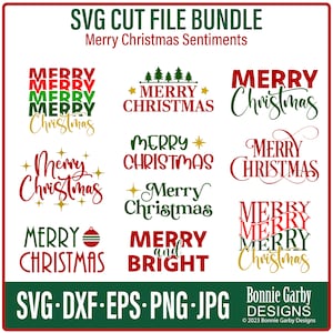 Merry Christmas Sentiments SVG Cut File Bundle, Cricut, Silhouette ...