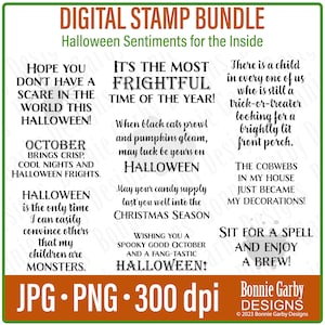 Halloween Sentiments 'For the Inside' Digital Stamps, Photo Overlays, Clip Art, Word Art Quotes for Cardmaking, Words for Cards, Spooky