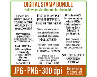 Halloween Sentiments 'For the Inside' Digital Stamps, Photo Overlays, Clip Art, Word Art Quotes for Cardmaking, Words for Cards, Spooky