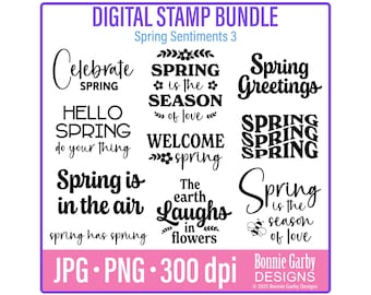 Spring Sentiments 3 Digital Stamp Bundle, Word Art Quotes, Clip Art, Word Art Quotes for Cardmaking, Words for Cards, Spring Card Sentiments