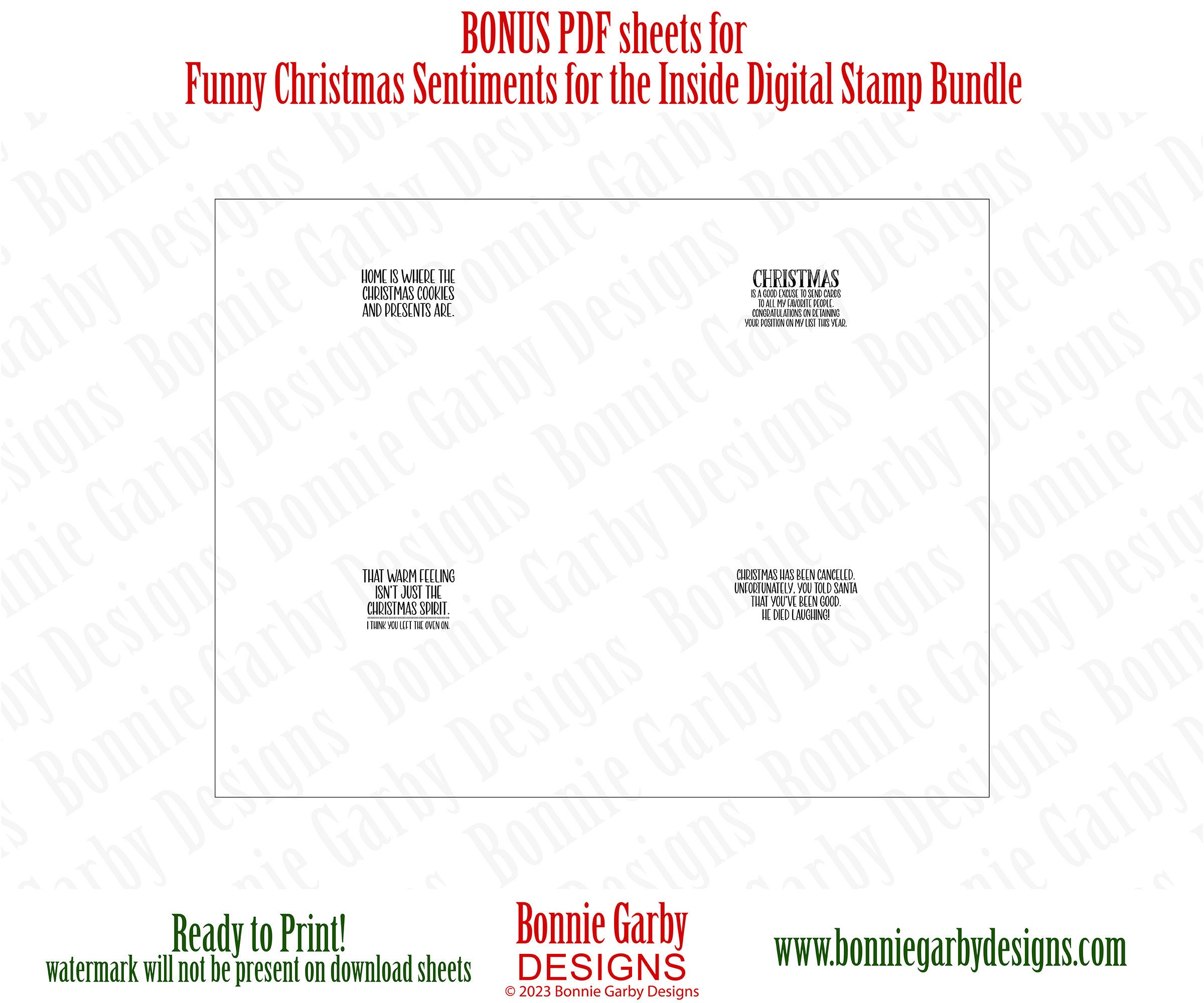 Funny Christmas Sentiments 'for the Inside' Digital Stamp Bundle, Clip ...
