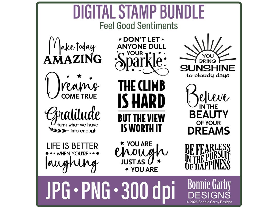 Feel Good Sentiments Digital Stamp Bundle, Clip Art, Word Art Quotes ...