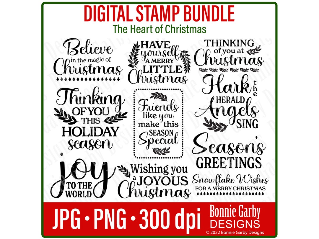 The Heart of Christmas Digital Stamp Bundle, Word Art Quotes, Photo ...