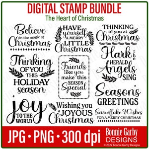 The Heart of Christmas Digital Stamp Bundle, Word Art Quotes, Photo Overlays, Clip Art, Word Art Quotes for Cardmaking, Digital Sentiments
