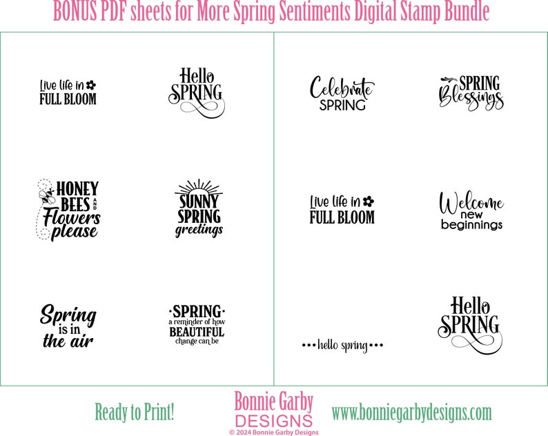 More Spring Sentiments Digital Stamp Bundle, Word Art Quotes, Clip Art, Word Art Quotes for Cardmaking, PNG, Words for Cards, Sentiments image 2