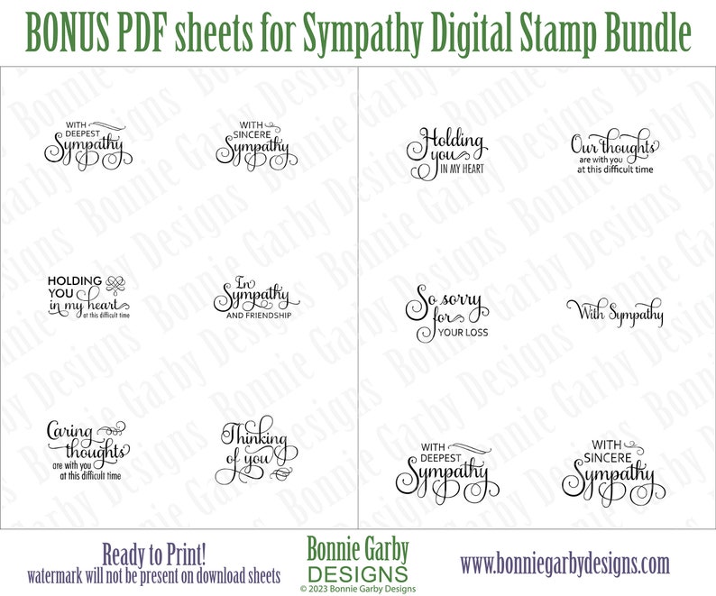 Sympathy Digital Stamp Bundle Word Art Quotes Clip Art - Etsy