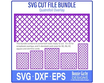 Quatrefoil Background Overlay SVG Bundle, Card Background die cut, Cricut, Silhouette, Scrapbook Overlay, Background SVG for cards, Cricut