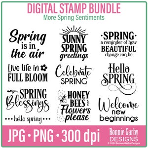 Mehr Frühlingsgefühle Digitale Stempel Bundle, Wortkunst Zitate, Clip Art, Wortkunst Zitate für die Kartenherstellung, PNG, Wörter für Karten, Gefühle