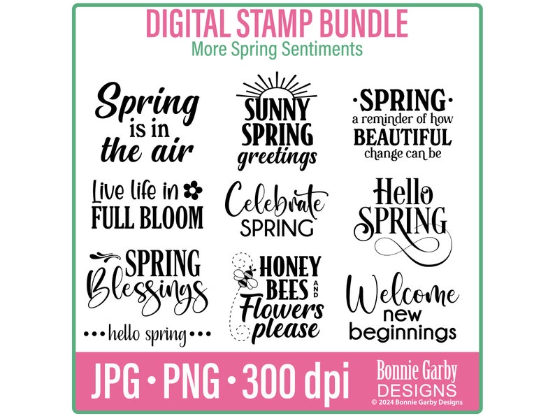 More Spring Sentiments Digital Stamp Bundle