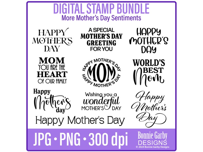 More Happy Mother's Day Sentiments Digital Stamp Bundle