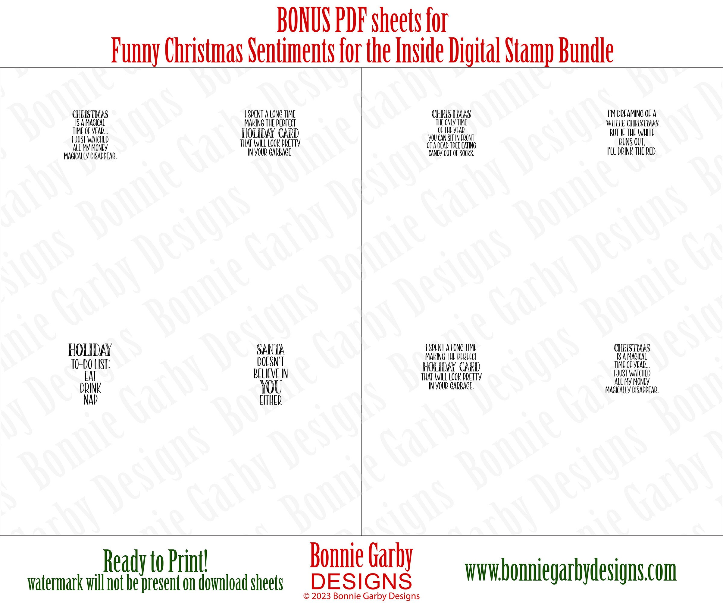 Funny Christmas Sentiments 'for the Inside' Digital Stamp Bundle, Clip ...