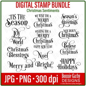 Christmas Sentiments Digital Stamp Bundle, Word Art Quotes voor Cardmaking, Digital Stamps, Digital Sentiments, Words for Cards, Cardmaking