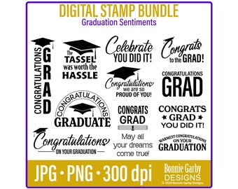 Graduation Sentiments Digital Stamp Bundle, Clip Art, Word Art Quotes for Cards, Digital Stamps, PNG, Digital Sentiments, Words for Cards