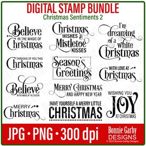 Pacote de selos digitais Christmas Sentiments 2, Clip Art, Citações de Word Art para confecção de cartões, Selos digitais, Sentimento digital, Palavras para cartões