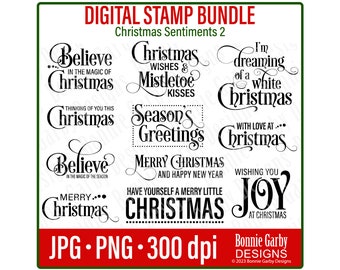 Christmas Sentiments 2 Digital Stamp Bundle, Clip Art, Word Art Quotes per Cardmaking, Francobolli digitali, Sentiment digitale, Parole per carte