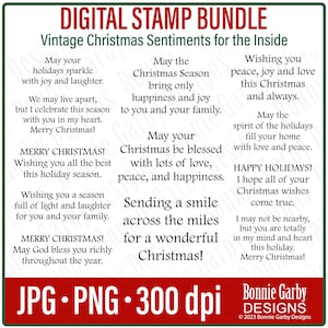 Vintage Weihnachtsgefühle 'for the Inside' Digital Stamp Bundle, Wortkunst Zitate für die Kartenherstellung, Digitale Stempel, Digital Sentiment