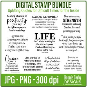 Aufmunternde Zitate für schwierige Zeiten, digitales Stempel-Bundle, Clip Art, Zitate zum Kartenbasteln, Worte für Karten, digitale Sentimente
