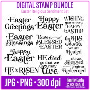 Paquete de sellos digitales religiosos de Pascua Word Art Quotes Clip Art Word Art Quotes para la fabricación de tarjetas Sellos digitales Imágenes PNG Sentimientos digitales