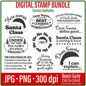 Santa HoHoHo Christmas Digital Stamp Bundle, Word Art Quotes,  Photo Overlay,  Clip Art,  Word Art Quotes for Cards, Digital Sentiments