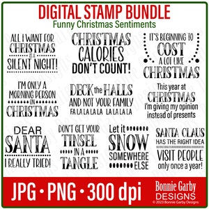 Lustige Weihnachtsgefühle Digital Stempel Bundle, Wort Kunst Zitate für Kartenherstellung, Digitale Stempel, Digitaler Stempel, Worte für Karten, sarkastisch