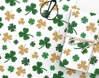 customized gift paper St. Patrick's Day themed wrapping paper, birthday gift wrap, shamrock gift wrap, lucky, custom paper, personalized gift, cute gift wrap