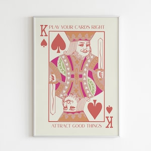 DESCARGA INSTANTE / Rey de Corazones, Atrae Cosas Buenas, Juega Bien Tus Cartas, Espiritual, Decoración de Juegos, Múltiples Tamaños