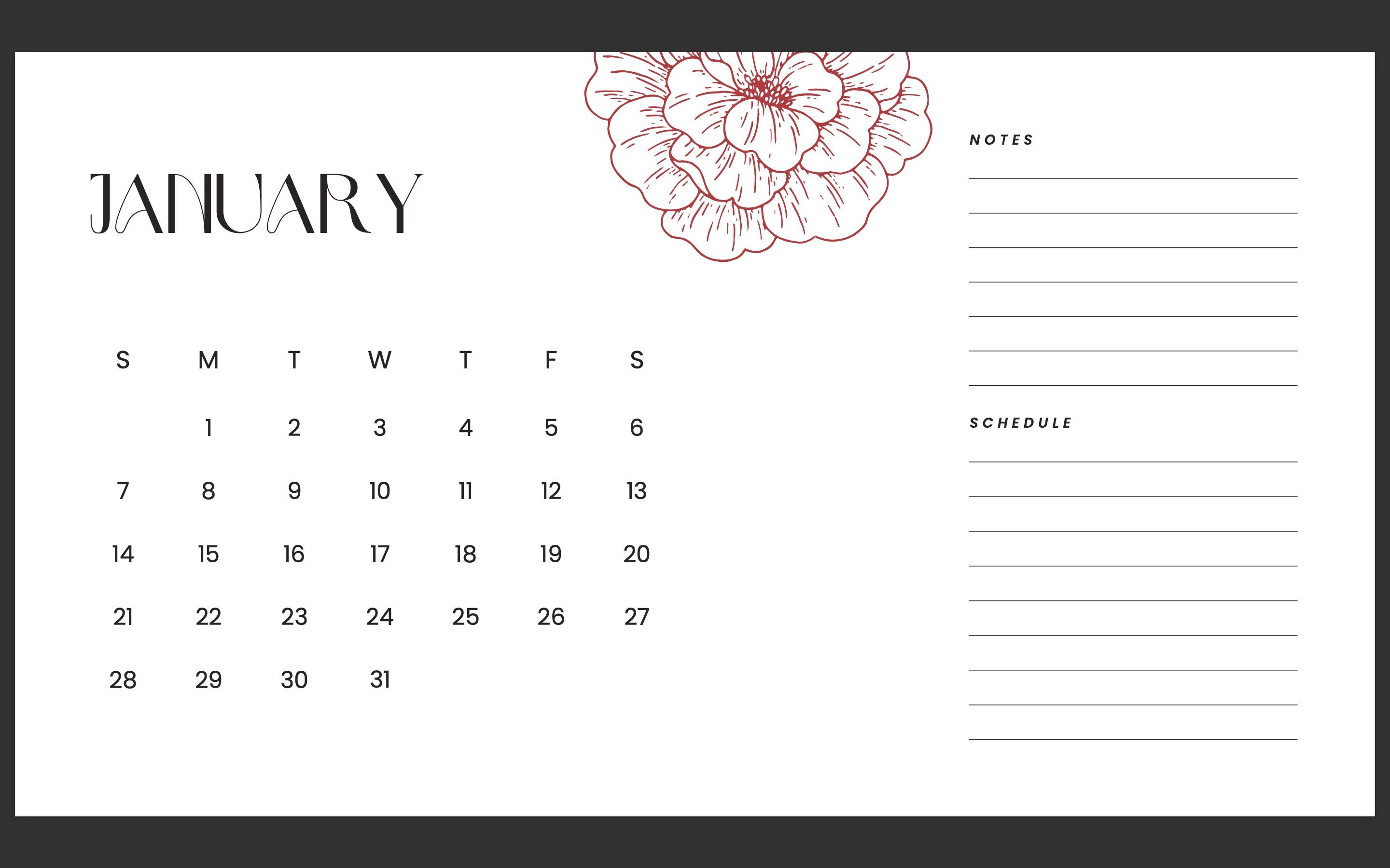 Minimalist Floral 2024 Calendar - Elegant Botanical Wall Planner for ...