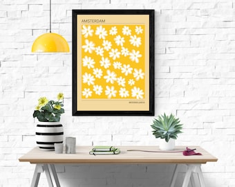 Floral Digital Print | Daisy Print | Gift | Flower Market Print | Wall Art | Botanical Wall Art | Yellow Wall Art Print