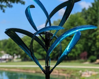 Turquoise Luminous Cascade Kinetic Art Wind Spinner