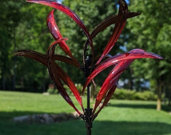 Red Luminous Cascade Kinetic Art Wind Spinner