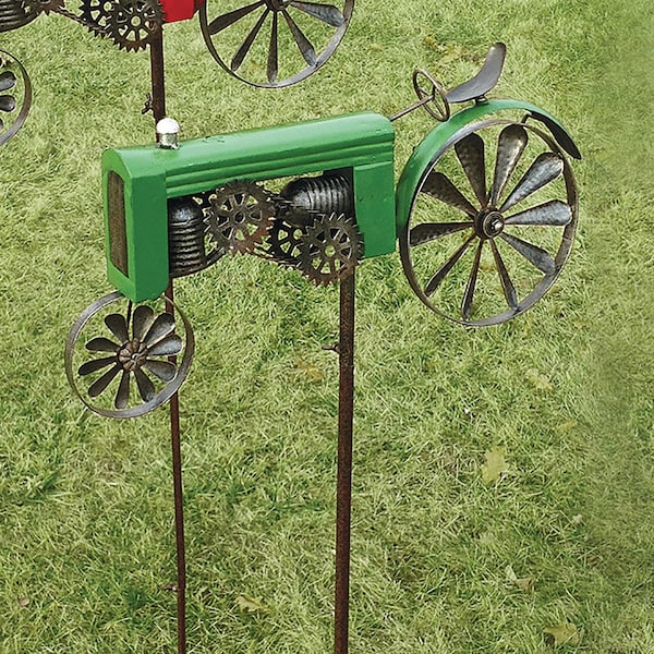 Green Tractor Wind Spinner with Spinning Wheels