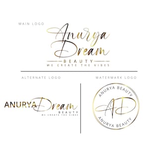 Premade Gold foil logo design, metallic brush stroke logo, Boutique Logo, watermark logo, beauty logo, Signature fashion logo, Salon logo