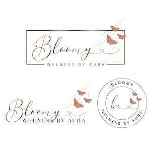 Rose gold butterfly logo design, makeup artist logo, event planner logo, beauty logo, boutique logo, photography logo, modern business logo