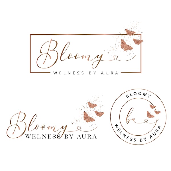 Rose Gold Schmetterling Logo-Design, Make-up-Artist-Logo, Event-Planer-Logo, Beauty-Logo, Boutique-Logo, Fotografie-Logo, modernes Business-Logo