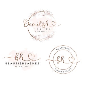 Premade Beauty Logo Design: Watercolor Lash & Salon Branding