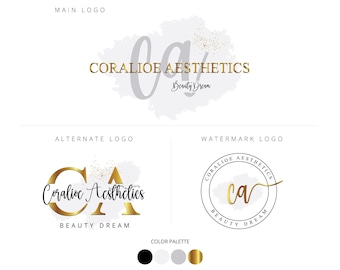 Premade Glitter Aesthetic Logo, Logo Design, Beauty salon Logo, Makeup artist Logo, Lash Logo, Instagram lifestyle Logo