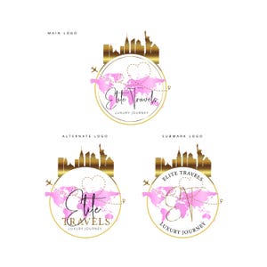 Travel Agent Logo Design: Globe, Skyline, and World Map