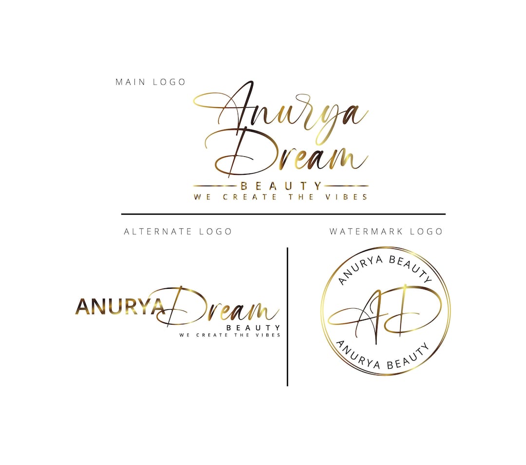 Premade Gold Foil Logo Design, Metallic Brush Stroke Logo, Boutique