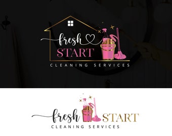 Cleaning service logo design, Premade Logo Design, House Cleaning Logo design, Housekeeping Maid Logo, Business House Cleaner Logo