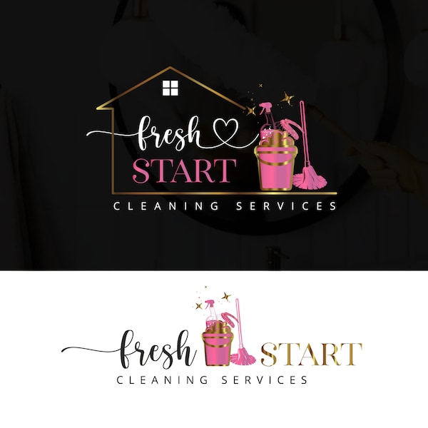 Création de logo de service de nettoyage, création de logo premade, création de logo de ménage, logo femme de chambre, logo femme de ménage entreprise