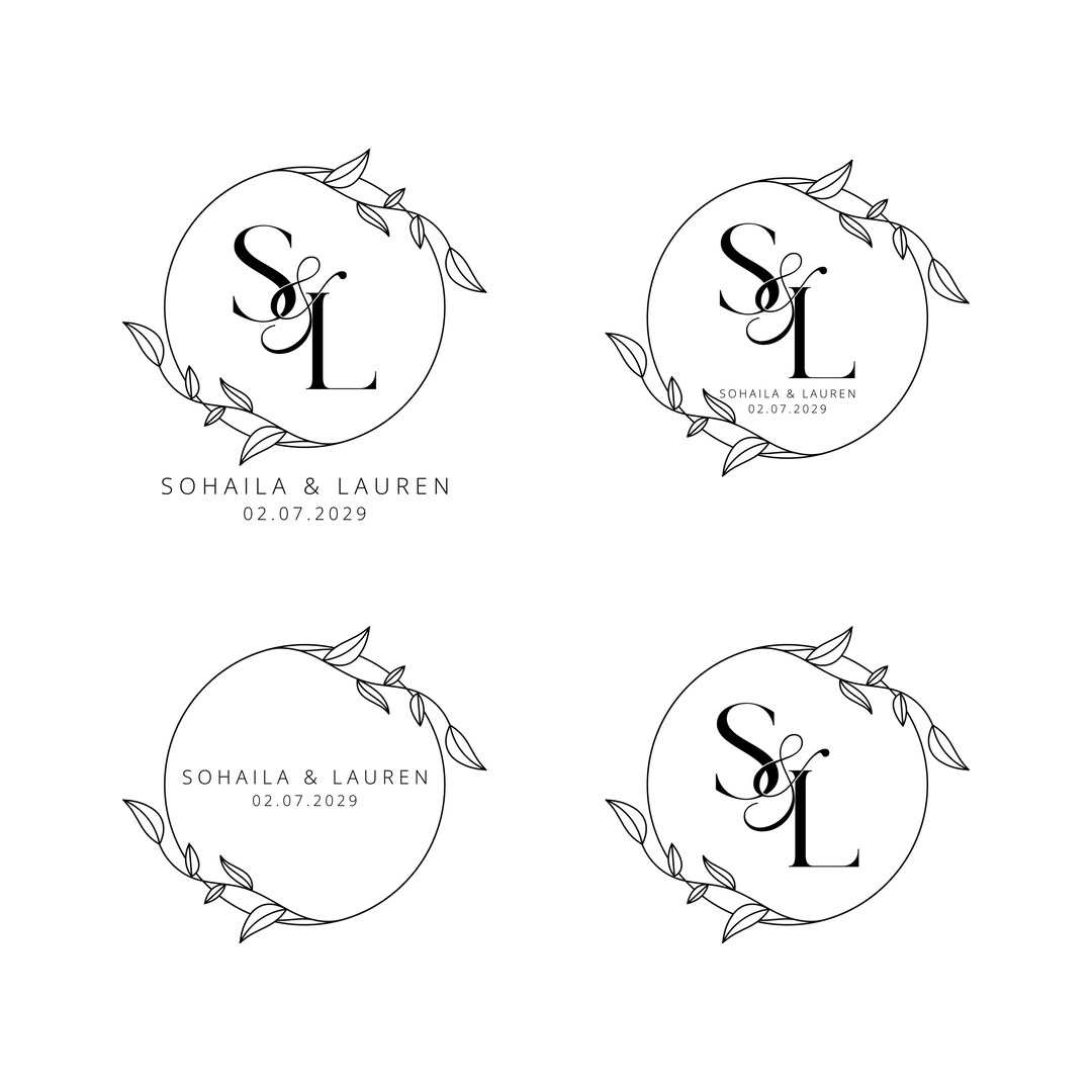 Modern Wedding Monogram Logo: Elegant Couple Initials (digital Download ...