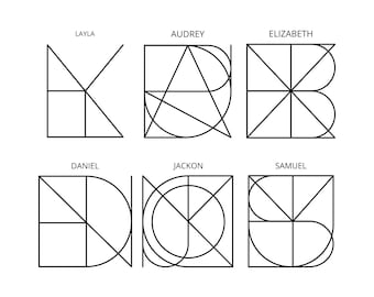 Custom Minimalist Name Logo Design: Couple Tattoo, Initial Monogram (Digital Download)